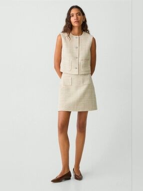 Theory Cream Tweed Mini Skirt